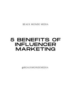 the front cover of a book with text that reads 5 benefits of inflencer marketing