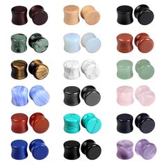 PRICES MAY VARY. DOUBLE FLARED PLUGS SIZE: Ear Gauges 00g (10mm), Cap Size: 11mm, Height: 10mm. High Polished Smooth Surface, do no scratches to your ear, Comfortable to Wear. Please be aware the our plugs tend to have smaller flares (look more natural and cool on ears!) but they are the right gauge size. SPECIAL VALUE PACK: Comes with 18 pairs / 36 pieces 00 gauge ear plugs, crafted from high quality mixed stone (15 pairs) & natural wood (3 pairs). A great value pack of 18 pairs stunning ear pl Ear Stretching, Ear Gauges Plugs, Stone Plugs, Wood Plugs, Ear Tunnels, Purple Agate, Ear Gauges, Stretched Ears, Gauges Plugs