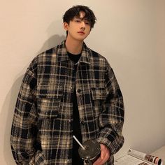 Material: 60% PolyesterFeatures: Jacket, lapel, long sleeve, plaid pattern design, no stretchy, relaxed fit, unisex, soft and breathable, couple outfits.Style: Casual, college, vintage Baggy Jacket, Costume Bags, Grid Pattern, Long Sleeve Plaid, Couple Outfits, Red Jacket, Bra Set, Handbag Backpack, Plaid Pattern