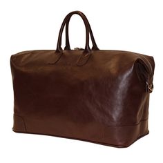 a brown leather bag on a white background