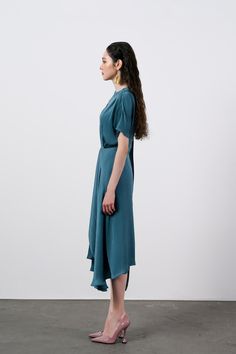 If you are looking for an elegant, elegant but equally luxurious and noble design, this will be an item you cannot ignore. *Note:Processing time takes 5-8 working days (NOT including shipping time). Product Details - Product type: Midi Dress- Material: Silk- V-neck - Long flap - Short sleeves - Asymmetric draped skirt - Back zipper- Length: 104-106cm Size & Fit - Model wears size: M- Model measurement: 172cm Care Instruction - Hand-washed products.- Do not soak the product.- Do not use chlorine Elegant Formal Dress With Asymmetrical Hem, Elegant Formal Midi Dress With Asymmetrical Hem, Elegant Midi Dress With Asymmetrical Hem For Formal Occasions, Spring Formal High Low Asymmetrical Dress, Silk Dresses With Asymmetrical Hem, Elegant High Low Dress For Spring Formal, Elegant High Low Dress For Formal Spring Events, Elegant Spring High Low Dress For Formal Events, Chic Formal Midi Dress With Asymmetrical Hem