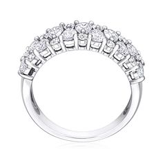 Ross-Simons - 1.98 ct. t. w. Diamond Ring in 14kt White Gold. Size 9. On this luxurious ring, a pretty mix of 1.98 ct. t. w. pear-shaped and round brilliant-cut diamonds scintillate across the band. Something so stunning deserves a chance to shine with your most formal ensembles! Crafted in polished 14kt white gold. 1/4" wide. Diamond ring. Diamond birthstones are the perfect gift for April birthdays. Timeless 14k White Gold Jewelry With Vs Clarity, Timeless White Jewelry With Vs Clarity, Fine Jewelry With Prong Setting For Formal Occasions, Formal Fine Jewelry With Prong Setting, Classic Formal Jewelry With Diamond Accents, Luxury 14k White Gold Brilliant Cut Jewelry, Timeless Diamond Rings With Vs Clarity, Timeless Round Cluster Ring With Prong Setting, Classic White Gold Jewelry With Prong Setting