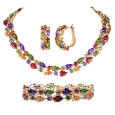 Daniel Steiger Vista Prism Nevada Collection Shades Of Peach, Red And Purple, Rainbow Bracelet, Watches Jewelry, Pear Shaped, Gold Finish, Nevada, Time Piece, Jewelry Set