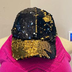 Sequins Move To Change From Color To Color. The Whole Hat Has Sequins On It. New With Tags. Casual Snapback Party Hat, Black Beanie For Party, Casual Party Cap, Casual Party Hat, Trendy Black Brimmed Baseball Cap, Black Party Hat, One Size, Black Party Hat One Size, Black One-size Party Hat, Casual Baseball Cap For Party