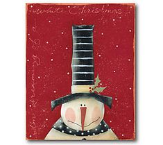 a painting of a snowman wearing a top hat