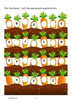 an image of carrots in the ground with letters and numbers on them, as well as