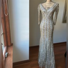 Beautiful Embezzled Mac Duggal Evening Gown. Beads Are Gold, Rose Gold, And Silver. Half Sleeves. Fitted Evening Gown With A Flowy Bottom. Size 4. Worn Once! Rose Gold And Silver, Mac Duggal Dresses, Mac Duggal, Evening Gown, Gold And Silver, Gold Rose, Half Sleeves, Evening Gowns, Fashion Dresses