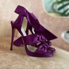 Jimmy Choo Stilettos Size 38 Made In Italy Worn Once Purple Heels, Let's Get Married, Purple Black, Purple And Black, Color Purple, Got Married, Jimmy Choo, Shoes Women Heels, Shoes Heels