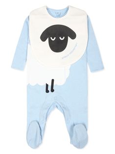 light blue/white cotton sheep graphic print to the front Pyjama: round neck long sleeves rear press-stud fastening Bib: rear press-stud fastening logo print to the front Long Sleeve Cotton Onesie With Graphic Print, Blue Cotton Onesie For Sleep, Light Blue Long Sleeve Cotton Onesie, Cotton Blue Onesie For Bedtime, Playful Light Blue Cotton Onesie, Sheep Graphic, Stella Mc, Dress With Jean Jacket, Baby Boy Accessories