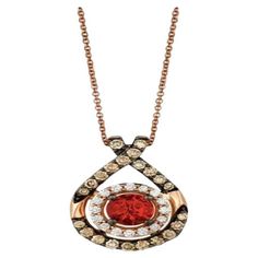 Le Vian Chocolatier® Pendant featuring 1/2 cts. Neon Tangerine Fire Opal®, 1/2 cts. Chocolate Diamonds®, 1/5 cts. Vanilla Diamonds® set in 14K Strawberry Gold® Chocolate Diamonds, Le Vian, Fire Opal, Jewelry Necklace Pendant, Vanilla, Opal, Jewelry Necklaces, Diamonds, Neon