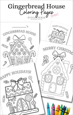 the gingerbread house coloring page with markers and crayons