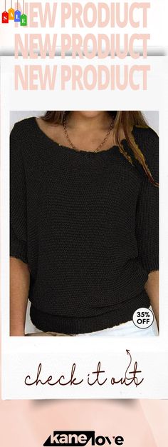 Crew Neck Knitted Half Sleeve Sweater