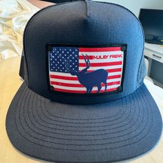 Muley Freak American Flag Snapback Hat.. Trucker Hat. Brand New. Super Cool Hat But Have 2 Of Them. Patriotic Hats For Outdoor, One Size Fits Most, Blue Country Hat With Short Brim, Blue Short Brim Country Hat, Americana Style Baseball Cap One Size, Americana Style Adjustable Baseball Cap, Americana Style Cap Hat, Blue Country Hat With Curved Brim, Americana Cap One Size Fits Most, Blue Country Style Hat With Curved Brim