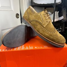 Brand New! Men’s Size 10.5 Priced To Sell Quickly! Ships Out Today! Fall Low-top Dress Shoes With Leather Sole, Brown Low-top Suede Dress Shoes, Low-top Oxford Dress Shoes With Rubber Sole, Masculine Moc Toe Oxfords, Fall Low-top Dress Shoes With Brogue Detailing, Masculine Oxford Dress Shoes With Round Toe, Fall Wingtip Oxfords With Branded Insole, Goodyear Welted Moc Toe Dress Shoes For Fall, Brown Wingtip Dress Shoes With Cushioned Footbed