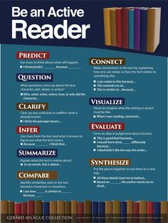 a poster with the words be an active reader on it's front cover and back side