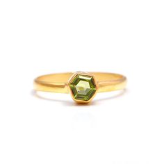 Natural Green Peridot Minimalist Ring, 14K Gold Delicate Jewelry, Dainty Hexagon Ring, Green Gemstone Ring, Unique Ring, Anniversary Gift, Specifications :- * Material            :        Gold, Gemstone * Stone Name    :        100% Natural Peridot * Stone Size       :        5X5 mm * Ring Weight     :       1.40 Gm. Approx Extremely Important Notice - We want to see every customer 100% satisfied so that they can continue to do business with us. Shipping Handling Time :     We Take no handling t Yellow Gold Octagonal Rings For Gifts, Octagon Yellow Gold Rings For Gift, Yellow Gold Octagon Rings For Gift, Gold Octagon Rings For May Birthstone, Hexagon Yellow Gold Wedding Ring, Gold Faceted Emerald Ring For Wedding, Gold Octagon Birthstone Jewelry, Fine Jewelry Octagon Stackable Rings, Octagon Sapphire Ring In Yellow Gold As Gift