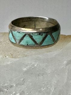 Zuni ring Turquoise wedding band size 8 sterling silver women men Size  8 Weight  6g  Width   11/32" Free Shipping & Free/4 Postal Insurance  Delivered in a Gift Box  Free First Class shipping and postal insurance is included. If you want to upgrade to priority kindly pay an additional fee to do so.  This is recommended if you would like to have your package delivered faster than first class which has slowed down Turquoise Wedding Band, Turtle Ring, Turquoise Wedding, Ring Turquoise, Turquoise Rings, Onyx Ring, Elegant Ring, Size 10 Rings, Rings Statement