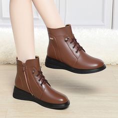 Type: Ankle BootsGender: FemaleSeason: WinterStyle: Casual;Business;Cocktail;Evening;WeddingUpper Material: Composite leatherInner Material: Artificial woolSole Material: RubberHeel Type: Thick heelCasual Footwear Features: Round noseClosure Type: lightningMain Pattern: plainToe: RoundHeel Height: approx. 4.5cmPlatform Height: approx. 1cmShaft Height: approx. 12.5cmCircumference: approx. cm(The measured data is Manufacturer's Size 36)Package Contents: 1 x Shoes (Pair)Please see our size guide as below, you can choose the size according to your foot length and width. If your foot is a little wide and thick, we suggest you choose 1 size larger.Size Guide:28 = foot length 18.5-19cm (Foot width=6.5-7cm)29 = foot length 19-19.5cm (Foot width=7cm)30 = foot length 19.5-20cm (Foot width=7-7.5cm)31 Party Wedge Boots With Round Toe, Formal Winter Wedge Boots With Round Toe, Formal Round Toe Wedge Boots For Winter, Elegant Wedge Boots With Platform And Round Toe, Women Ankle Boots, Women's Ankle Boots, Christmas Leggings, Casual Heels, Evening Wedding