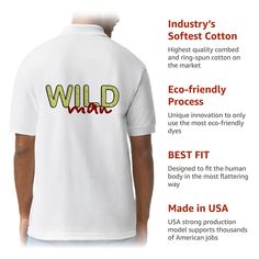 Wild Man Jersey Sport T-Shirt Are you ready for a sporty upgrade to your wardrobe? Look no further than Cool T-Shirt! This classic-fit t-shirt is the perfect combination of both style and comfort. The contoured welt collar and cuffs give you a sleek look that’s perfect for any occasion. Plus, the reinforced bottom box and dyed-to-match buttons add an extra flair of sophistication. And on top of all that, you can rest assured your jersey t-shirt will last with its double-needle bottom hem; this T Team Spirit Cotton Polo Shirt With Moisture-wicking, Cotton Moisture-wicking Polo Shirt For Sports Season, Moisture-wicking Cotton Polo Shirt For Sports, Team Spirit Cotton Polo Shirt For Sports Events, Cotton Short Sleeve T-shirt For Sports Season, Team Spirit Cotton Polo Shirt For Sports Season, Moisture-wicking Fitted Team Spirit T-shirt, Cotton Polo Shirt With Graphic Print For Sports Season, Fitted Moisture-wicking T-shirt For Team Spirit