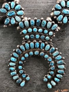 Southwestern Blue Concho Necklace, Southwestern Style Blue Concho Necklace, Southwestern Blue Turquoise Necklace With Concho, Western Style Blue Turquoise Collectible Necklace, Southwestern Turquoise Necklace, Silver Squash Blossom Necklace, Turquoise Squash Blossom, Squash Blossom Necklace, Number 8