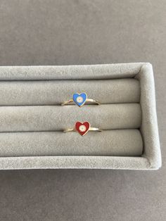 14K Solid Gold/ Heart Evil Eye Ring, Red Blue- 14K Solid Gold Quantity : One Ring Color : Gold Material : 14K Solid Gold Ring Size : 7  Band Size : about 1.4mm wide and 1mm thick Heart Evil Eye Size : 6.8mm * Metal components are 14K Solid Gold. * Suitable for delicate and sensitive skin. * Comes in a jewelry box. If you need extra boxes for gifting....just let us know! Red 14k Gold Heart Ring For Promise, 14k Gold Red Heart Ring For Promise, Red 14k Gold Heart Promise Ring, Red Heart Birthstone Ring In 14k Gold, 14k Gold Heart Cut Red Heart Ring, 14k Gold Red Heart Cut Ring, Red 14k Gold Heart Ring With Birthstone, Blue Heart Ring For Valentine's Day Promise, Music Note Ring