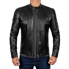 Luis Black Real Lambskin Leather Moto Biker Jacket Men’s
If you're a guy who enjoys biking, you're probably looking for the right kind of clothing to complete your look. The motorcycle look is all about making a statement, but not in an inappropriate way for society. A biker leather jacket for men can help you achieve this look with its crisp, black leather construction and iconic zipper closure.

A black biker leather jacket has multiple pockets and includes a front zipper pocket and two interi Fall Cafe Racer Biker Jacket For Motorcycling, Moto Leather Jacket With Zip Fly For Motorcycling, Cafe Racer Biker Jacket With Long Sleeves For Motorcycling, Fitted Biker Leather Jacket For Urban Adventures, Cafe Racer Leather Jacket For Motorcycling, Fitted Biker Leather Jacket, Fitted Biker Leather Jacket For Outdoor, Cafe Racer Long Sleeve Biker Jacket For Motorcycling, Fitted Urban Biker Jacket For Motorcycling