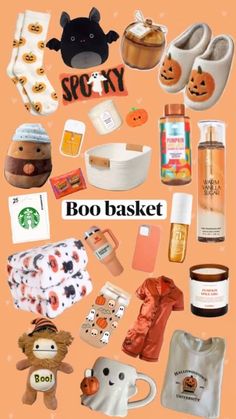 an image of various items that are in the shape of a boo basket with text overlay