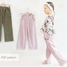 Palazzo Pants Pattern Wide Leg Pants Pattern Kids Sewing Pattern PDF - Etsy Poland Palazzo Pants Pattern, Wide Leg Pants Pattern, Sewing Patterns For Kids, Palazzo Pants, Leg Pants, Pantalon Large, Pants Pattern, Stylish Girl, Sewing For Kids