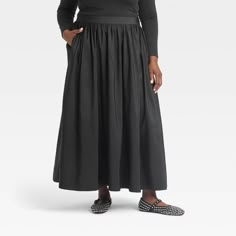 Women's Voluminous Maxi Skirt - A New Day™ Black 3X Voluminous Maxi Skirt With Elastic Waistband, Voluminous Full Maxi Skirt With Elastic Waistband, Spring Full Maxi Skirt Relaxed Fit, Solid Maxi Skirt With Elastic Waistband For Fall, Spring Workwear Maxi Skirt With Elastic Waistband, Maxi Skirt With Elastic Waistband For Fall, Solid Color Relaxed Fit Lined Maxi Skirt, Black Relaxed Fit Maxi Skirt For Spring, Spring Relaxed Fit Full Maxi Skirt