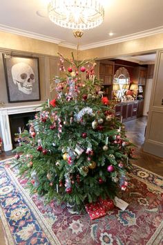 a decorated christmas tree in a living room