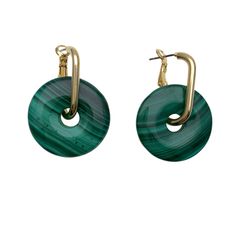 This pair of earrings is made of malachite with Japan gold-plated brass findings. It's simple but sophisticated, and can be worn with any blouse, knitwear or dress to look simply stunning!   Matching with Farra malachite necklace to complete your look! Also, this is a very special gift for birthday, anniversaries or festivals. It will be contained in a nice jewelry box with well packed. Malachite Necklace, Nice Jewelry, Forever Jewelry, Evil Eye Jewelry, Earring Sale, Gift For Birthday, Eye Jewelry, Mens Jewelry Bracelet, Modern Earrings