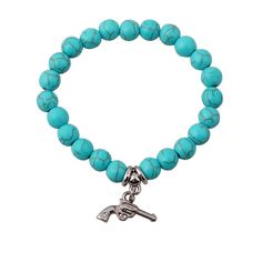 Stretchy turquoise bead and charm. 12 to choose from. Tree Snake, Women Tree, Turquoise Accessories, Horseshoe Bracelet, Peace Bracelet, Elastic Bracelets, Dream Bracelet, Bracelets Charm, Turquoise Charm