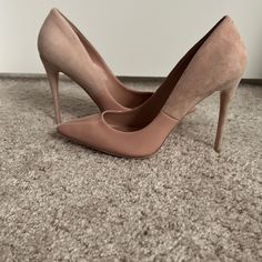 Beautiful New Never Worn Heels Chic Synthetic Court Shoes With 4-inch Heel, Pink Suede Heels With Pointed Toe, Feminine High Heel Medium Width Heels, Chic High Heel Suede Court Shoes, Suede Heels With 4-inch Heel, Chic Suede High Heels, Chic Suede Court Shoes For Spring, Feminine Suede Pointed Toe Heels, Pink Block Heels