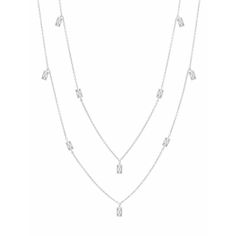 Crislu Prism Baguette 36 Necklace finished in Pure Platinum - ICE Bezel Setting, Classy Outfits, Baguette, Platinum, Silver Necklace, 925 Sterling Silver, Pure Products, Sterling Silver, Chain