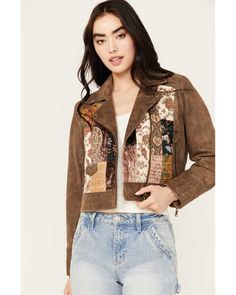 Cleo + Wolf Women's Patchwork Leather Moto Jacket | Boot Barn Boot Barn, Brown Design, Solid Brown, Patchwork Print, Leather Moto, Leather Moto Jacket, Boots For Sale, Moto Jacket, Lapel Collar