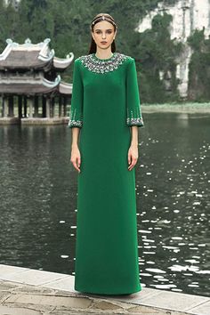 Wayfarer Straight Round Neck Velvet Floor Length Dress - MEAN BLVD Velvet Floor Length Dress, Baju Kurung Moden Style, Mother In Law Dresses, Modest Wedding Gowns, Kurung Moden, Mean Blvd, Cotton Outfit, Floor Length Dress, Elegant Party Dresses