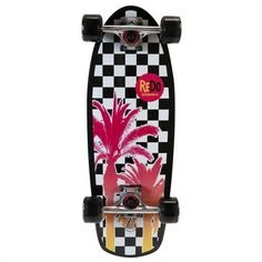 a skateboard with an image of a palm tree on it