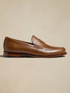 Leather Penny Loafer | Banana Republic Factory Classic Leather Slip-on Shoes For Office, Timeless Tassel Loafers With Leather Lining For Semi-formal Occasions, Timeless Semi-formal Tassel Loafers With Leather Lining, Timeless Goodyear Welted Moccasins For Office, Semi-formal Moccasins With Moc Toe Leather Sole, Timeless Tassel Loafers With Almond Toe For Business Casual, Timeless Tassel Loafers For Business Casual, Office Wear Moccasins With Moc Toe, Timeless Semi-formal Loafers With Rubber Sole