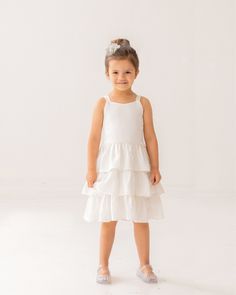 Cuteness overload in white 😍🤍 Natural Waist Dress, Cotton Gauze Dress, Crystal Dress, Girls Easter Dresses, Tiered Ruffle Skirt, Gauze Dress, Easter Dress, Boy Hairstyles, Ruffle Skirt