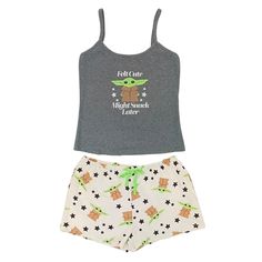 Disney The Mandalorian merchandise Original, featuring a funny quote and a cute Baby Yoda print is part of the official range of Junior's nightwear from the new series The Mandalorian. 100% Cotton, our prime quality pajama junior's are made of soft and breathable cotton, skin friendly and easy care. Our Sizes, the Junior pajamas are available in the sizes S, M, L, XL. Check the size chart clothes for sizing details. Looking for Disney gifts for women? This cute and feminine Baby Yoda pajamas set