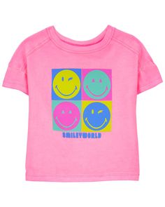 You can't go wrong with a graphic tee! Plus, this one features an exclusive SmileyWorld graphic and a wide boxy-fit that is super on trend. This tee is the perfect throw-on-and-go piece that looks cool whether it's paired with jeans, shorts, or even layered under a denim jacket. Carter Kids, Kids Tshirt, Sour Patch Kids, Sour Patch, Patch Kids, Shop Clothing, Girl Top, Jeans Shorts, Kids Tshirts