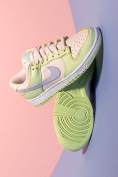 Summer won’t last forever, but that doesn’t mean you have to stop wearing shoes decked out in warm colors. Bring the Women’s Nike Dunk Low “Lime Ice” with you on all your fall adventures in the months ahead. Girls Shoes Sneakers, Preppy Shoes, Jordan Shoes Girls, All Nike Shoes, Nike Shoes Jordans, Cute Nike Shoes, Cute Sneakers, Fresh Shoes