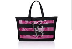 New Victorias Secret Pink Sequin Stripe Canvas Tote Large 23" x 13" New in original plastic, sealed Some stock photos used; you will receive bag in images 2 and 3. Black Friday Pink, Bags 2014, Plaid Tote Bag, Victoria Secret Tote Bags, Sequin Bag, Weekender Tote Bag, Victoria Secrets, Pink Tote, Victoria Secret Bags