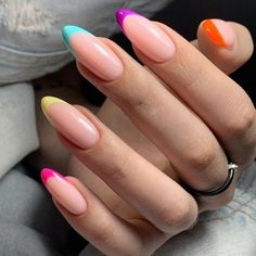 Unghie Sfumate, Nails Yellow, Hello Nails, Casual Nails, Cute Gel Nails, Short Acrylic Nails Designs, Rainbow Nails, Oval Nails, Hot Nails