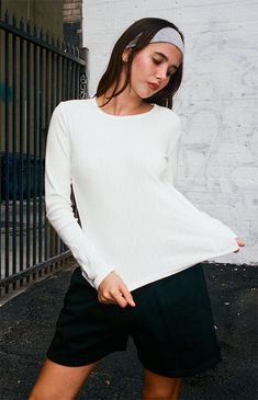 John Galt White Pointelle Long Sleeve Top | PacSun Pointelle Fabric, Pointelle Top, Casually Chic, Comfy Sweatpants, John Galt, Pointelle Knit, Cozy Pullover, Charm Making, Comfy Sweatshirt