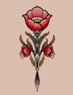 Art Deco Florals — Ink & Dagger Tattoo Art Deco Rose Tattoo, Traditional Flower Tattoo, India Outfits, Deco Tattoo, Art Deco Drawing, Art Deco Tattoo, Art Nouveau Tattoo, Art Deco Rose, Traditional Tattoo Flowers