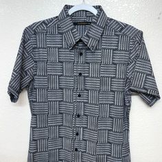 Worn Once, Brand New. Polyester Mesh Mix Full Button Down. No Stains Or Defects. Size Xs But Can Fit Xs-S. Fitted Beach Shirt With Buttons, Fitted Button Shirt For Beach, Fitted Shirt With Button Closure For Vacation, Fitted Collared Short Sleeve Beach Shirt, Fitted Collared Short Sleeve Shirt For Beach, Fitted Graphic Print Shirt For Vacation, Black Fitted Top With Camp Collar, Fitted Black Camp Shirt For Summer, Black Cotton Hawaiian Shirt For Spring