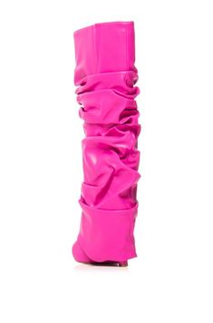 **FINAL SALE - NO EXCHANGES OR RETURNS** Treat your feet to the elegance of the ZUMMA-PINK WEDGE BOOT. These luxurious fuchsia faux leather boots will make any outfit stand out with their pointed toe and ruched fold over silhouette. Step out in style and sophistication with these stunning statement boots Mid Calf Shaft Wedge Heel 14” Shaft Height 17.5" Shaft Circumference 3.75” Heel Height Statement Boots, Boots Mid Calf, Pink Wedges, Cute Birthday Outfits, Faux Leather Boots, Sandal Platform, Plus Size Shopping, Boots And Sneakers, Faux Fur Jacket