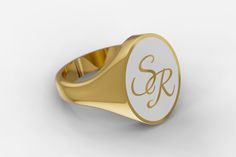 Embrace timeless elegance with our Oval Shaped Signet Ring in Gold Vermeil. Crafted from durable 925 Sterling Silver and bathed in radiant gold vermeil, this ring boasts an impressive lustre. The central feature, an oval face, is expertly engraved with intricately intertwined initials, surrounded by white enamel, giving this piece a unique, personal touch. Elegant White Signet Ring For Formal Occasions, Elegant Sterling Silver Signet Ring For Anniversary, Elegant Polished Signet Ring For Anniversary, Elegant Polished Finish Signet Ring For Anniversary, Refined Ring With Polished Finish As Gift, Refined Ring With Polished Finish For Gift, Refined Gift Ring With Polished Finish, Elegant Sterling Silver Signet Ring, Elegant 14k Gold Initial Ring With Engraving Option