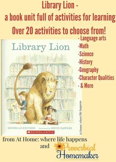 the library lion book unit is open for kids to learn